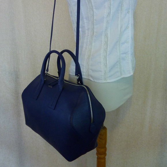 NEW Furla Papermoon Navy Blue Saffiano Leather Top Handle Satchel/Shoulder Bag - Picture 13 of 14